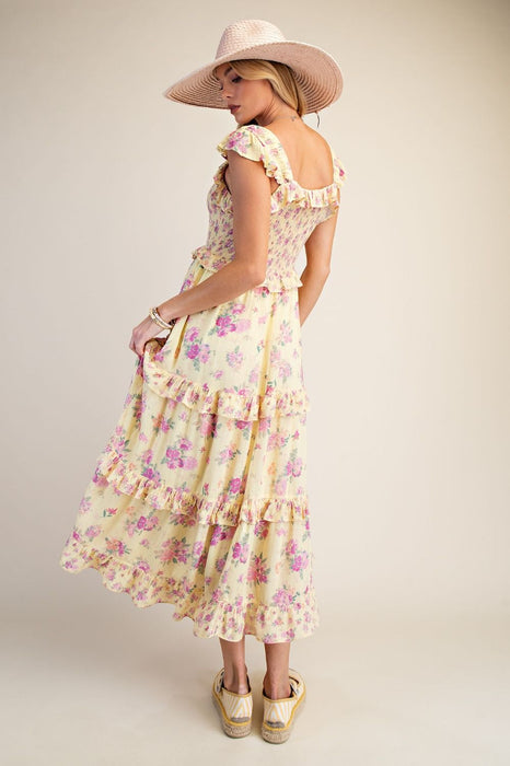 Floral Gauze Tiered Maxi Dress