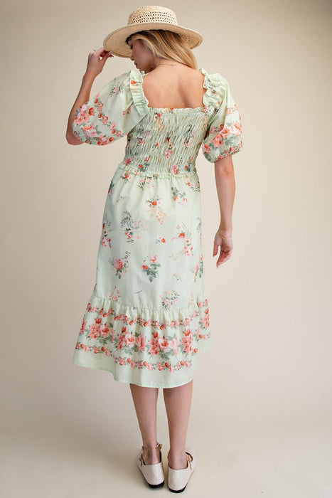 Floral Printed Cotton Poplin Dress