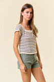 Striped Crochet Knit Top