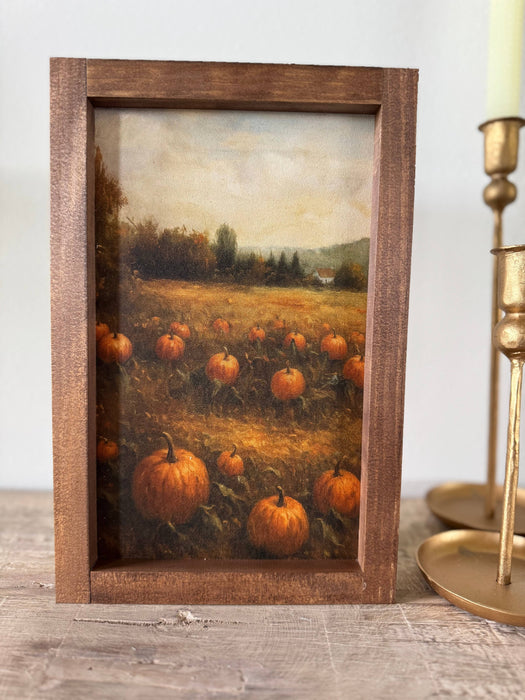 Pumpkin Patch Framed Wall Art - Dark Walnut Frame