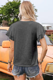 Black Layered Ruffle Short Sleeve Round Neck Top