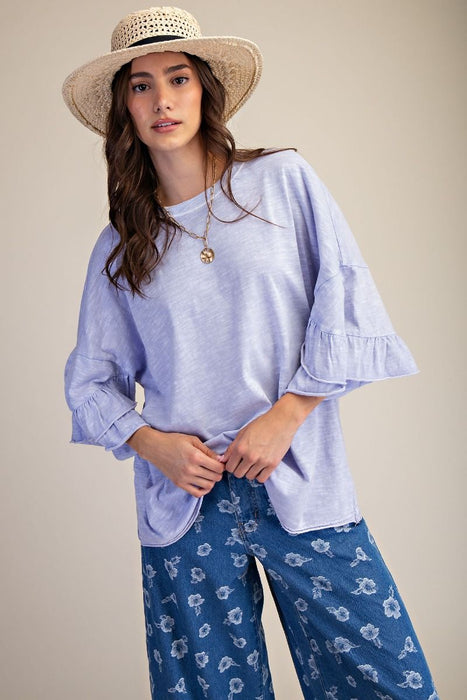 Periwinkle Wing Ruffle Sleeve Top