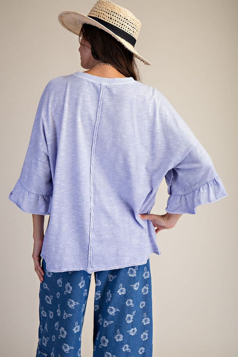 Periwinkle Wing Ruffle Sleeve Top