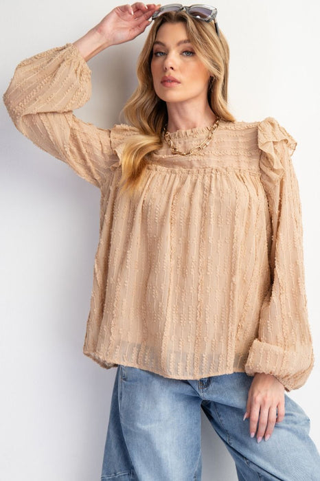 Natural Laced Chiffon Blouse