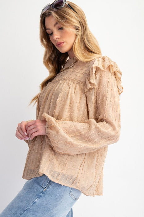 Natural Laced Chiffon Blouse