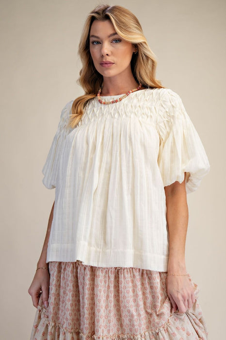 Smocking Yoke Woven Top