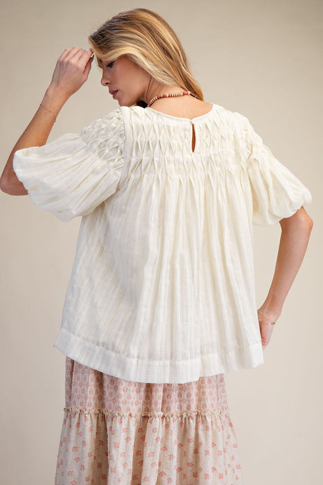 Smocking Yoke Woven Top