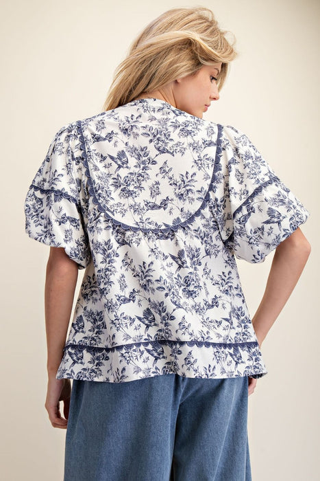 Floral Printed Cotton/ Linen Top Bridgeton Inspired