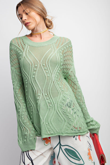 Green Knitted Sweater Top