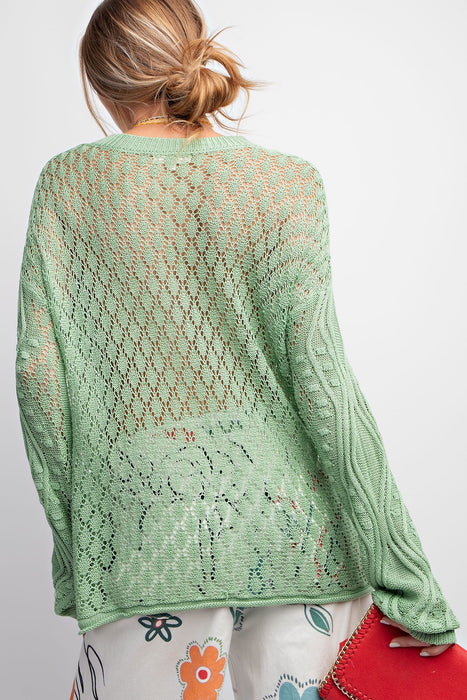 Green Knitted Sweater Top