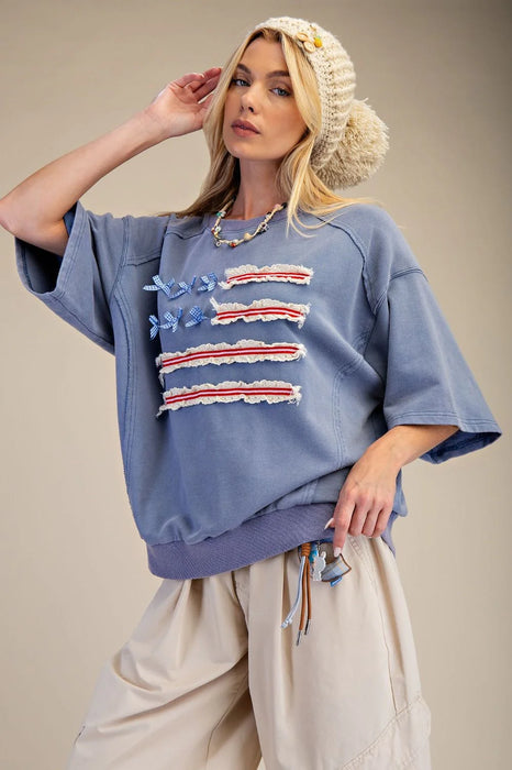 American Flag Washed Terry Pullover