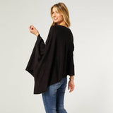 Kiara Lightweight Poncho - Black | Coco + Carmen