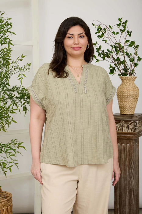 PLUS Olive Textured Woven Top