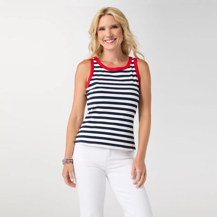 Sawyer Striped Rib Tank - Navy/White