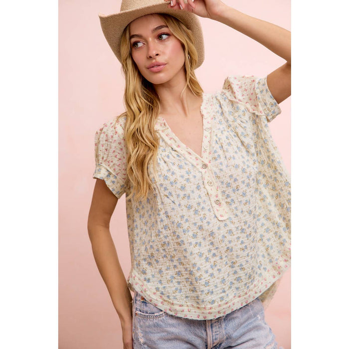 Floral Crinkle Top