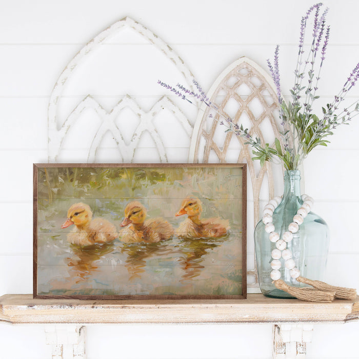 Duckies In A Row Framed Wall Art