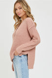 Mauve Oversized Waffle Sweater