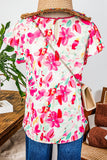 Floral Flutter Sleeve Round Neck Casual Blouse | S-XL