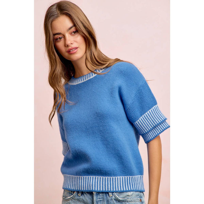 Blue Knit Double Sleeve Stop