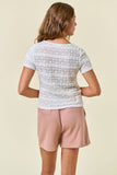 Ruffle Stretch Lace Fitted Top