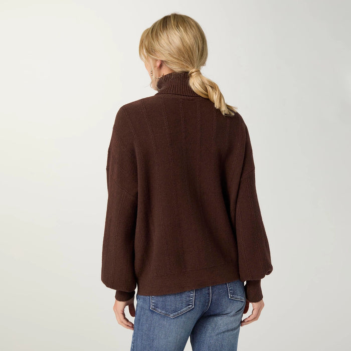Heavenly-Luxe Textured Knit Turtleneck Sweater - Brown