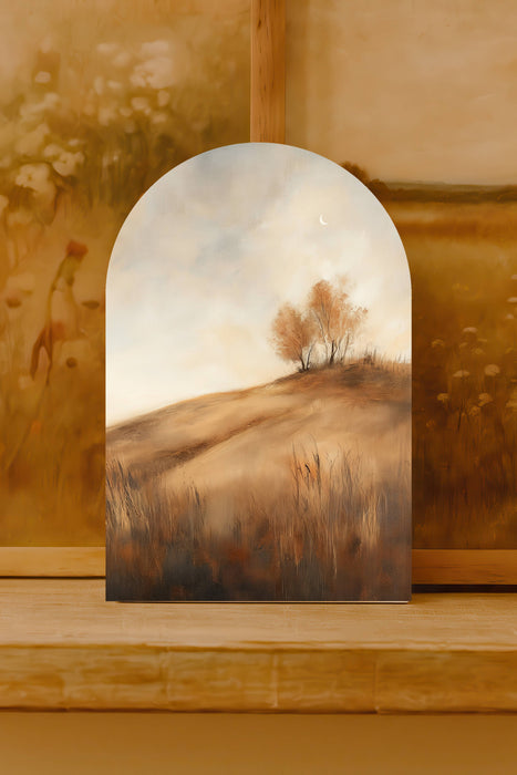 Moonlit Hills Arch Sign with Stand– Soft Autumn Landscape Sign