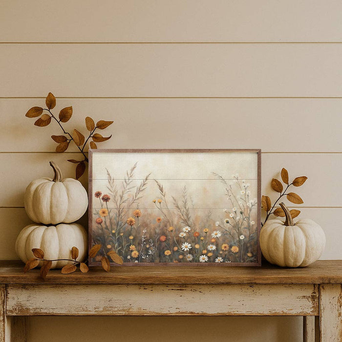 Fall Field With Mums And Daisies