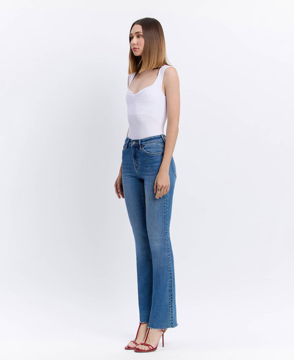 Lovervet High Rise Clean Cut Raw Hem Bootcut Jeans LV1607