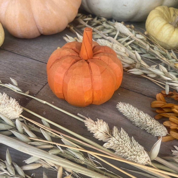 Wide Orange 3D Carved Pumpkin