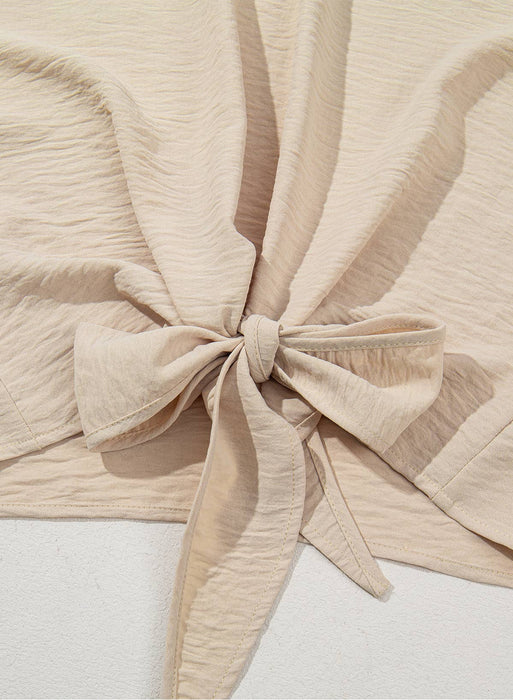 Knot Front Crinkled Blouse | S-XL