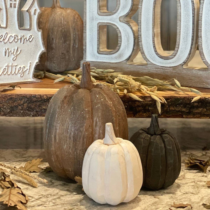 Sm. White 3D Carved Pumpkin