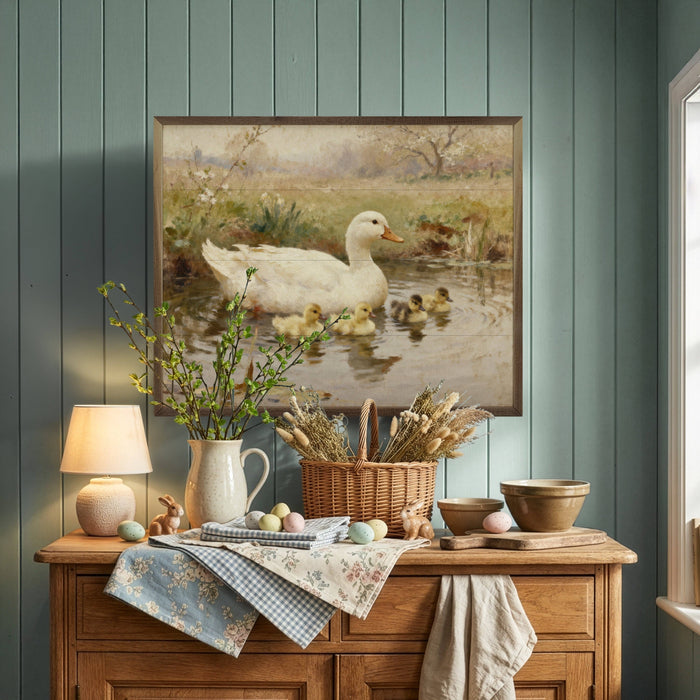 Swimming Ducklings Framed Wall Art