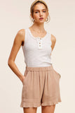 Taupe Flared Hem Shorts