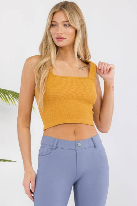 Mocha Seamless Textured Crop Tank