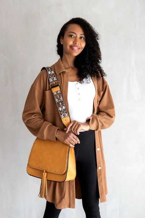 Black Bailey Crossbody with Print Contrast Strap