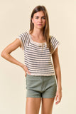 Striped Crochet Knit Top