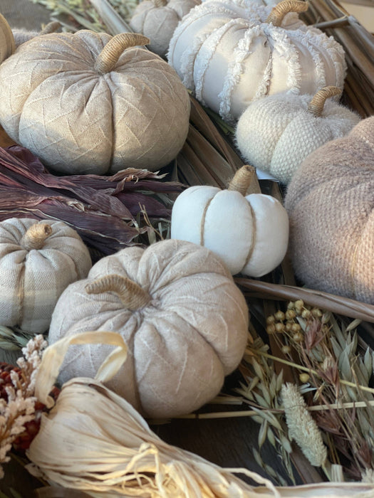 Lrg. Tan Diamond Fabric Pumpkin