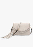 Flapover Crossbody w/ Whipstitch & Double Tassel