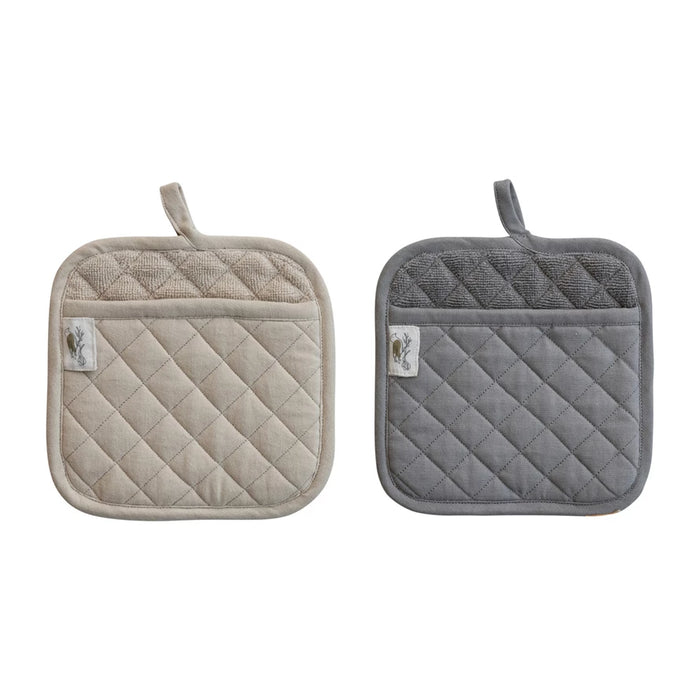 Woven Cotton Quilted Terry Cloth Pot Holder