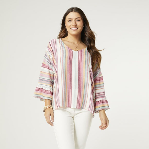 Millicent V-Neck Ruffle Sleeve Top