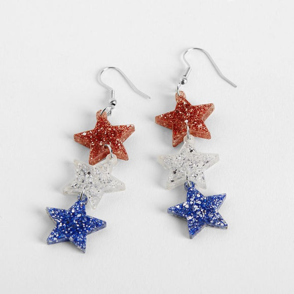 Red White + Blue Star Earrings