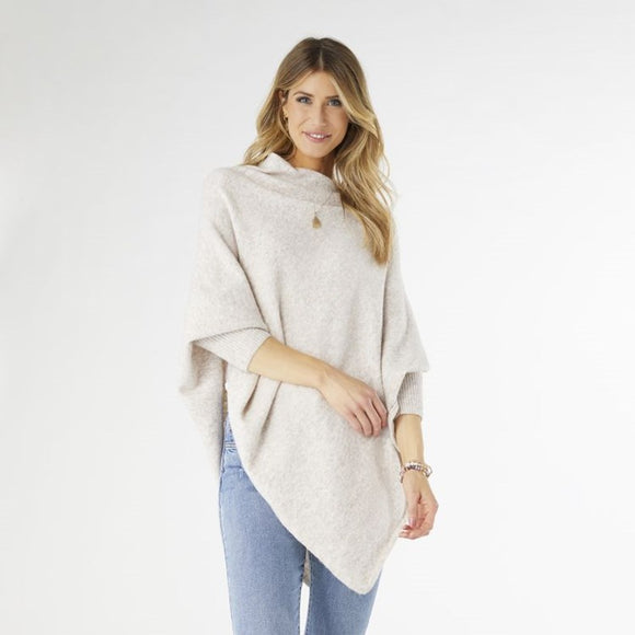 Dylan Sweater Poncho - Sand [Min 3]