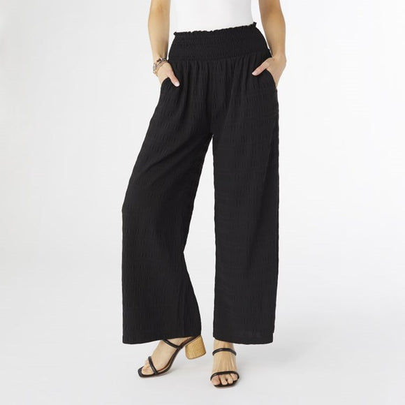 Lillian Flowy Textured Pant with Cinched Waist