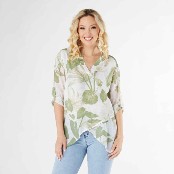 Mayumi Printed Gauze V-Neck Tunic