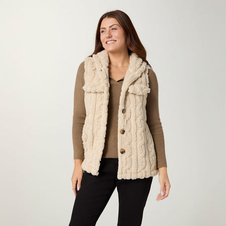 Andi Hooded Vest with Pockets - Doeskin XS