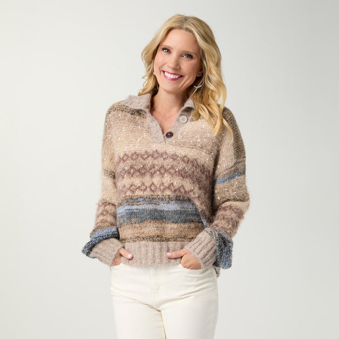 XS - Lark Mohair Sweater with Lurex and Button...