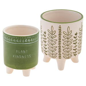 Plant Kindness Green & White Planters