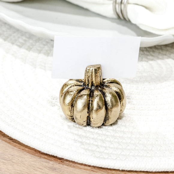 Gold Pumpkin Place Card Holder