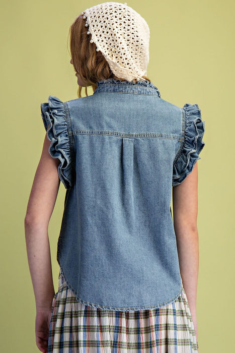 Washed Denim Button Down Shirt