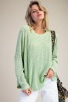 Key Lime Washed Thermal Waffle Knit Top